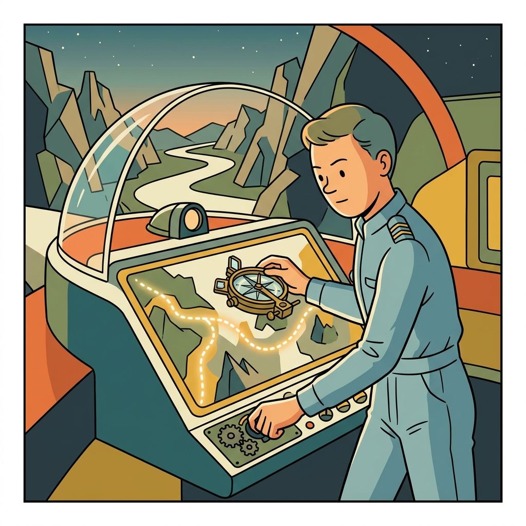AI mnemonic illustration for the English word "navigate"