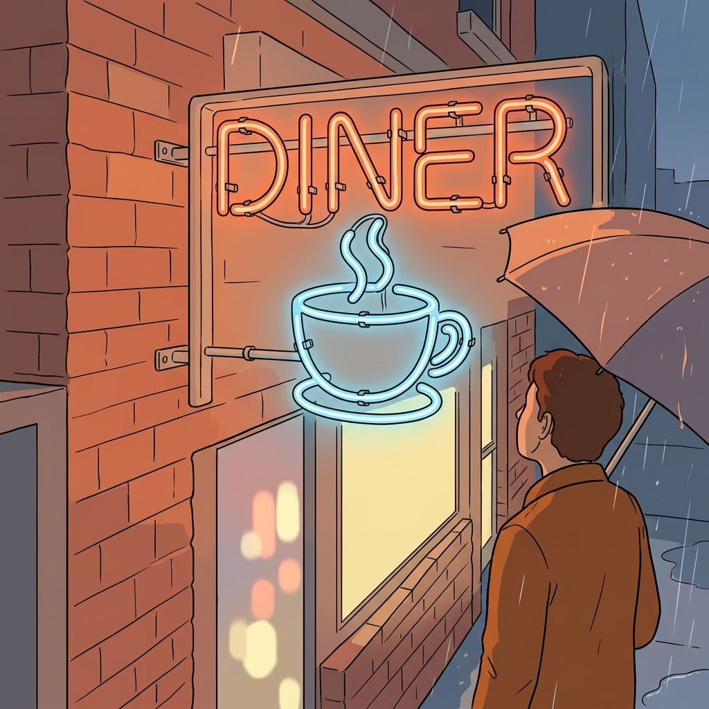 AI mnemonic illustration for the English word "neon sign"