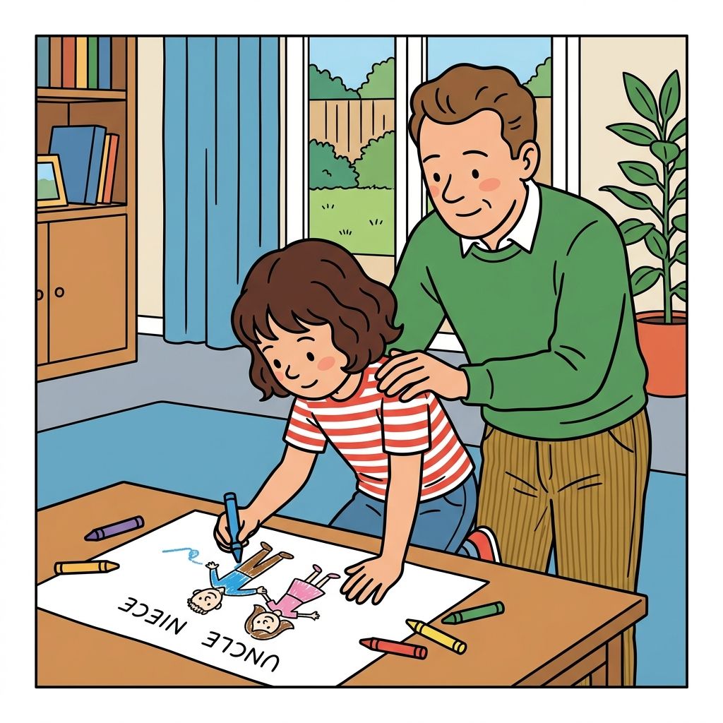 AI mnemonic illustration for the English word "niece"