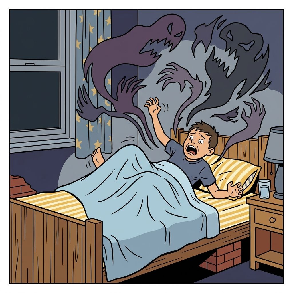 AI mnemonic illustration for the English word "night terrors"