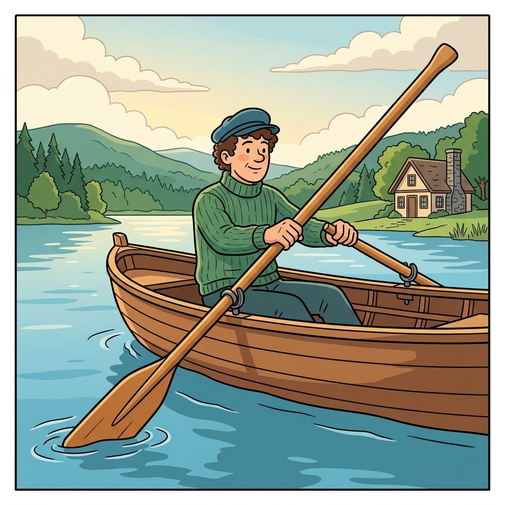 AI mnemonic illustration for the English word "oar"