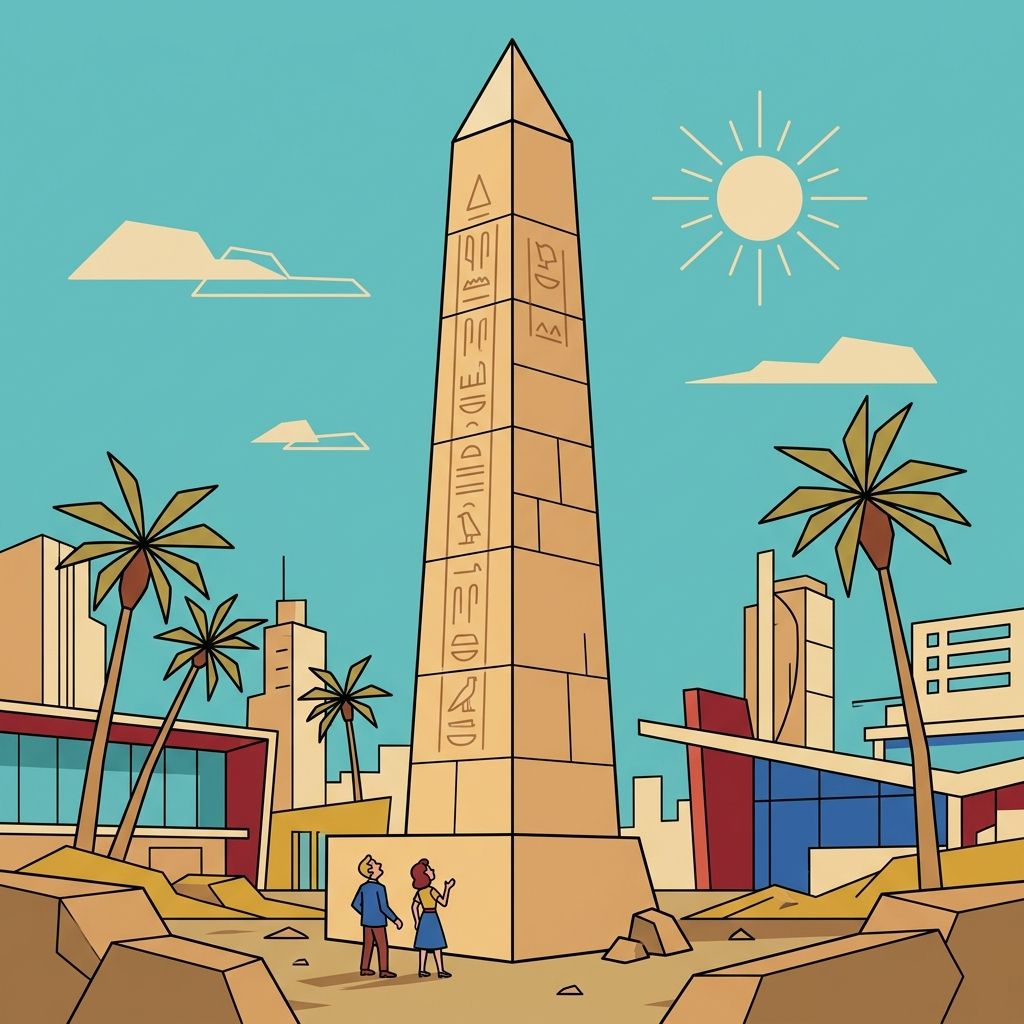 AI mnemonic illustration for the English word "obelisk"