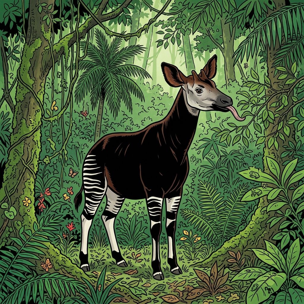 AI mnemonic illustration for the English word "okapi"