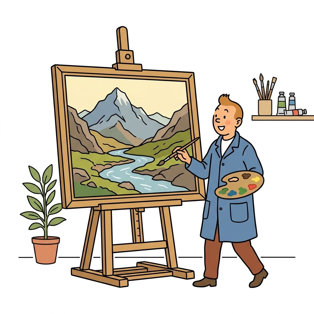AI mnemonic illustration for the English word "painting"