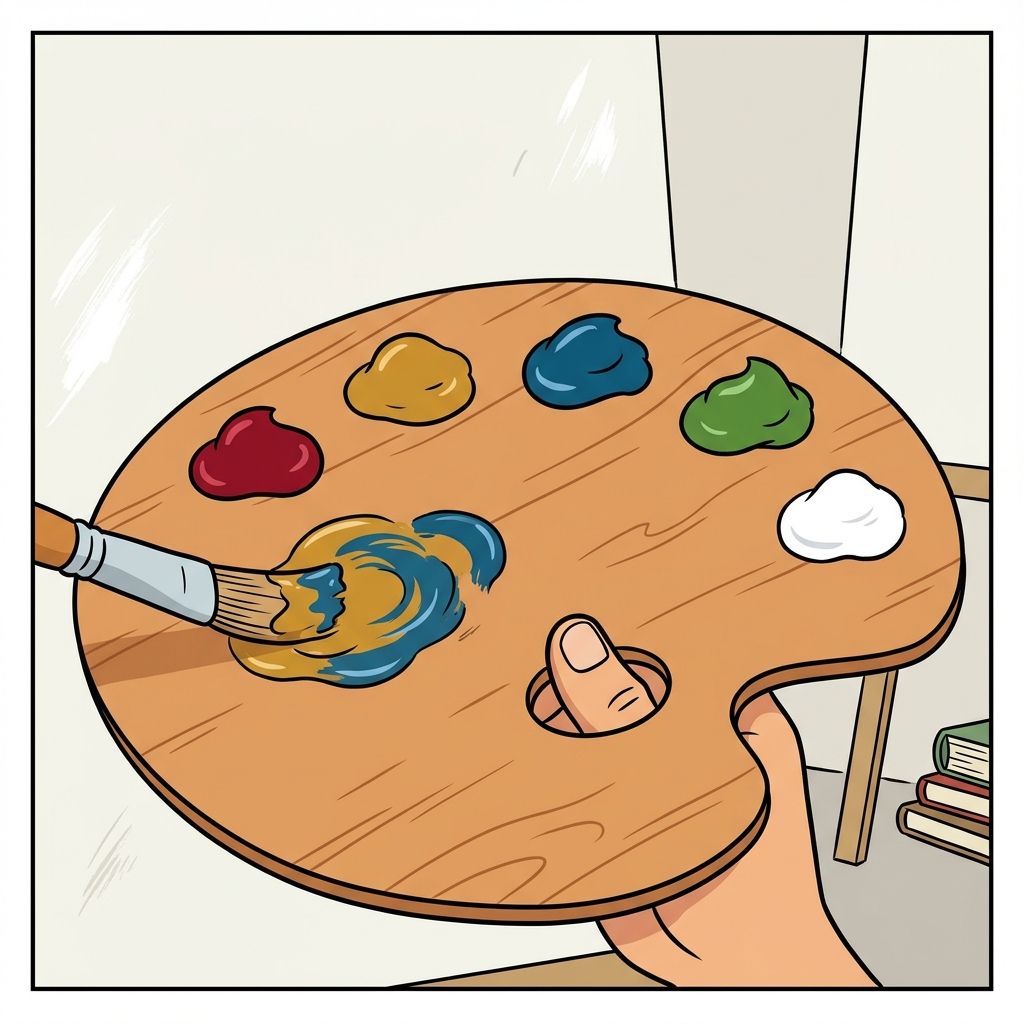 AI mnemonic illustration for the English word "palette"
