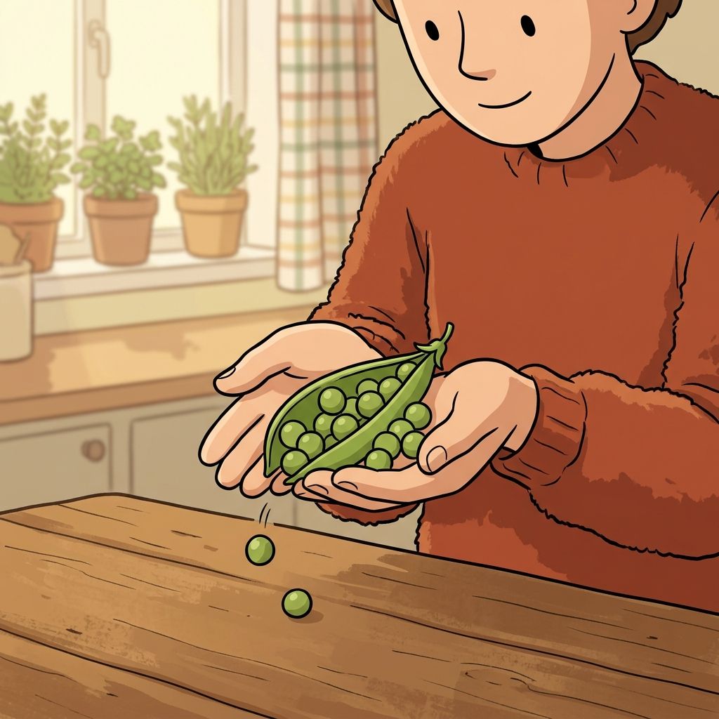 AI mnemonic illustration for the English word "pea"