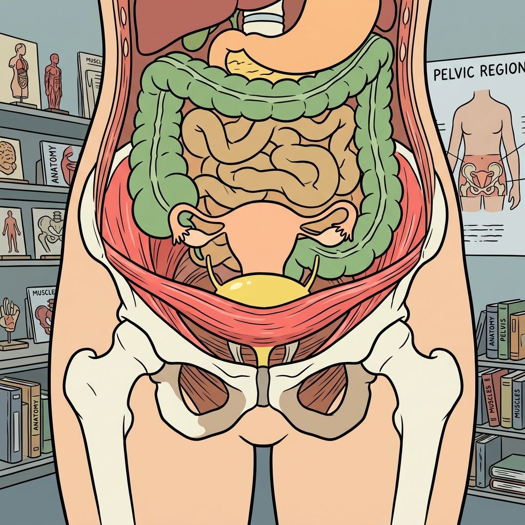 AI mnemonic illustration for the English word "pelvic floor"