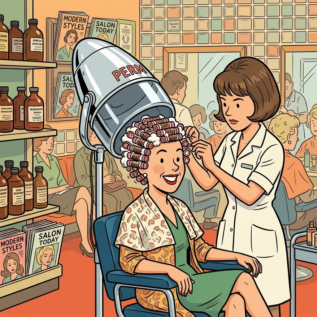 AI mnemonic illustration for the English word "perm"