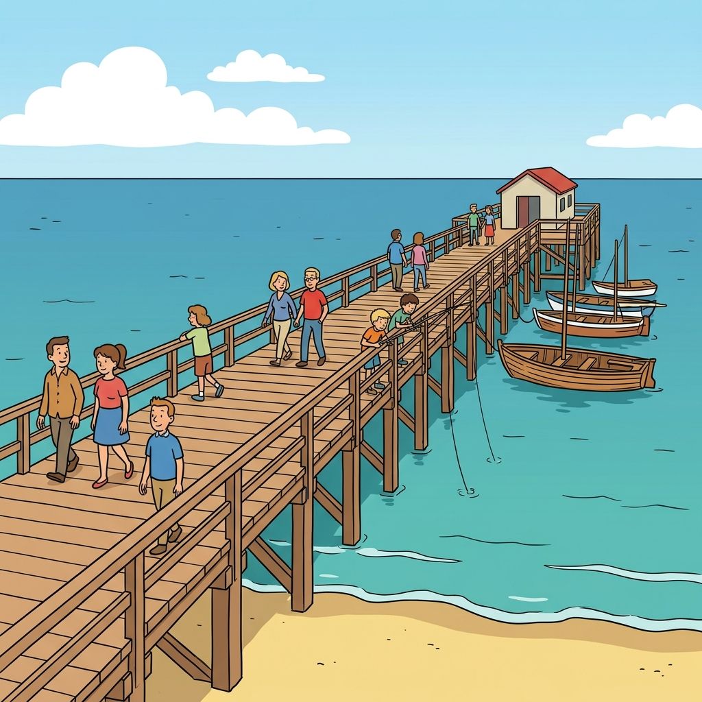 AI mnemonic illustration for the English word "pier"
