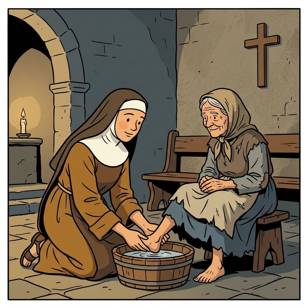 AI mnemonic illustration for the English word "piety"