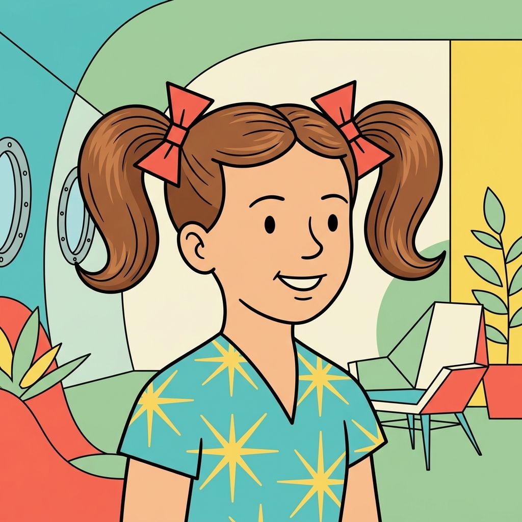 AI mnemonic illustration for the English word "pigtails"