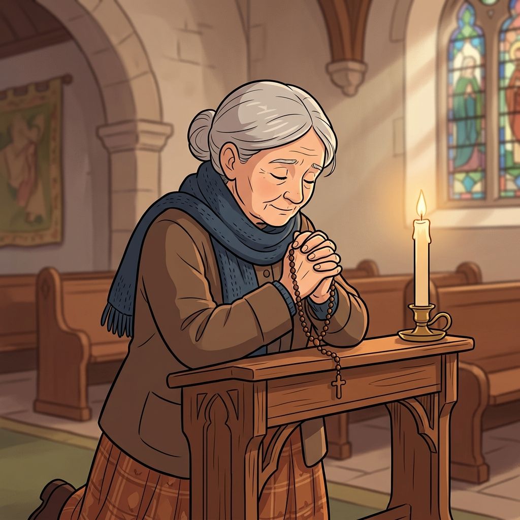 AI mnemonic illustration for the English word "pious"