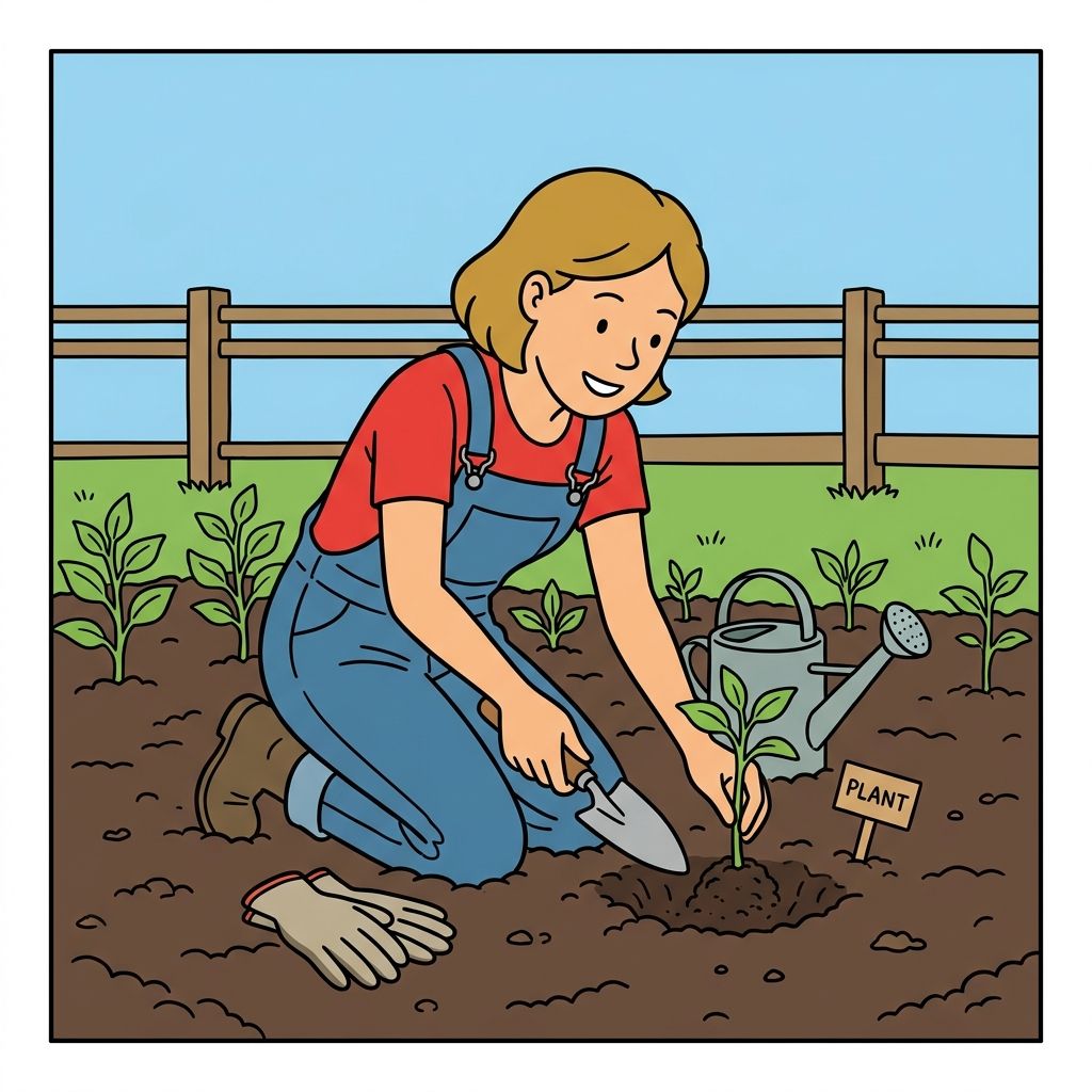 AI mnemonic illustration for the English word "plant"
