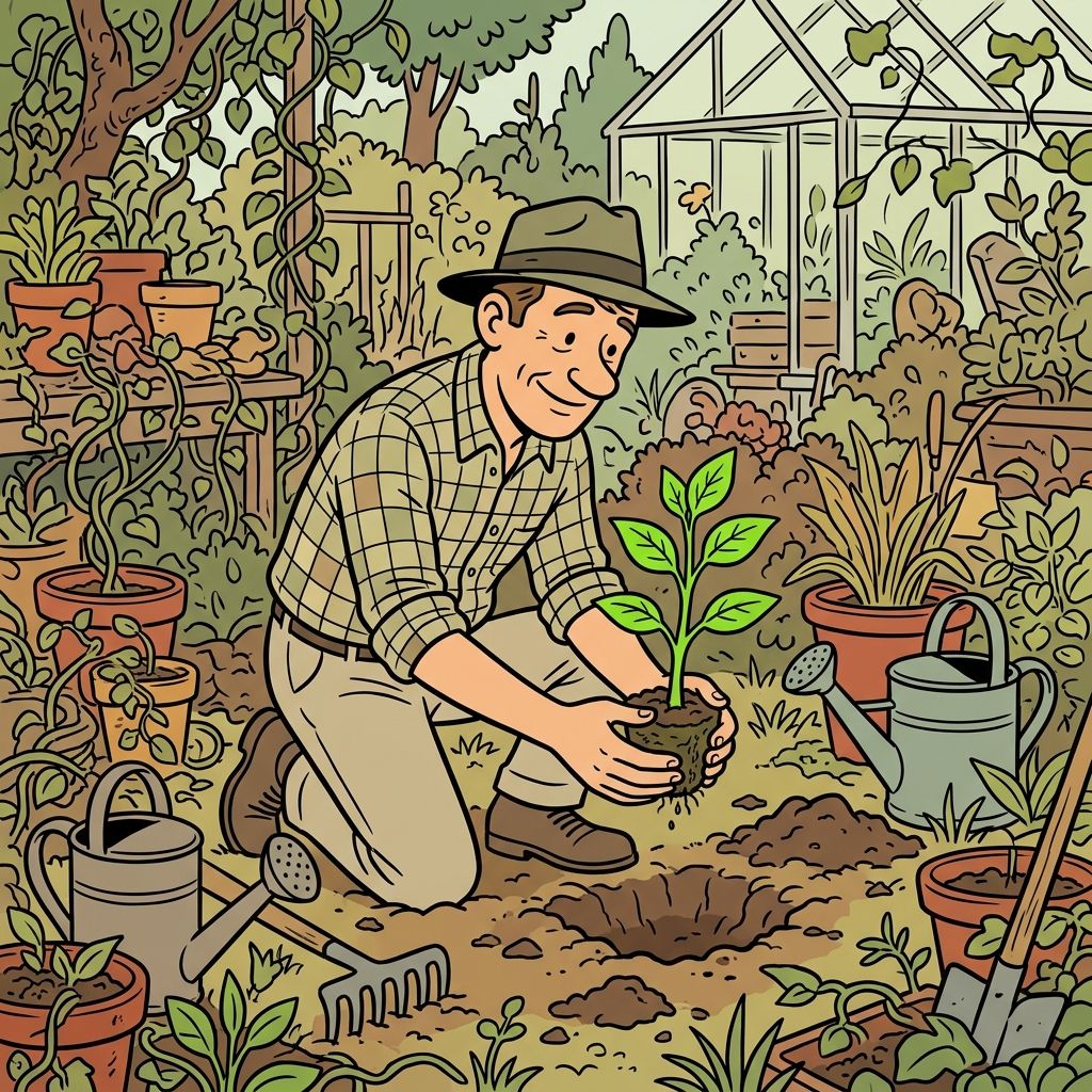 AI mnemonic illustration for the English word "plant"