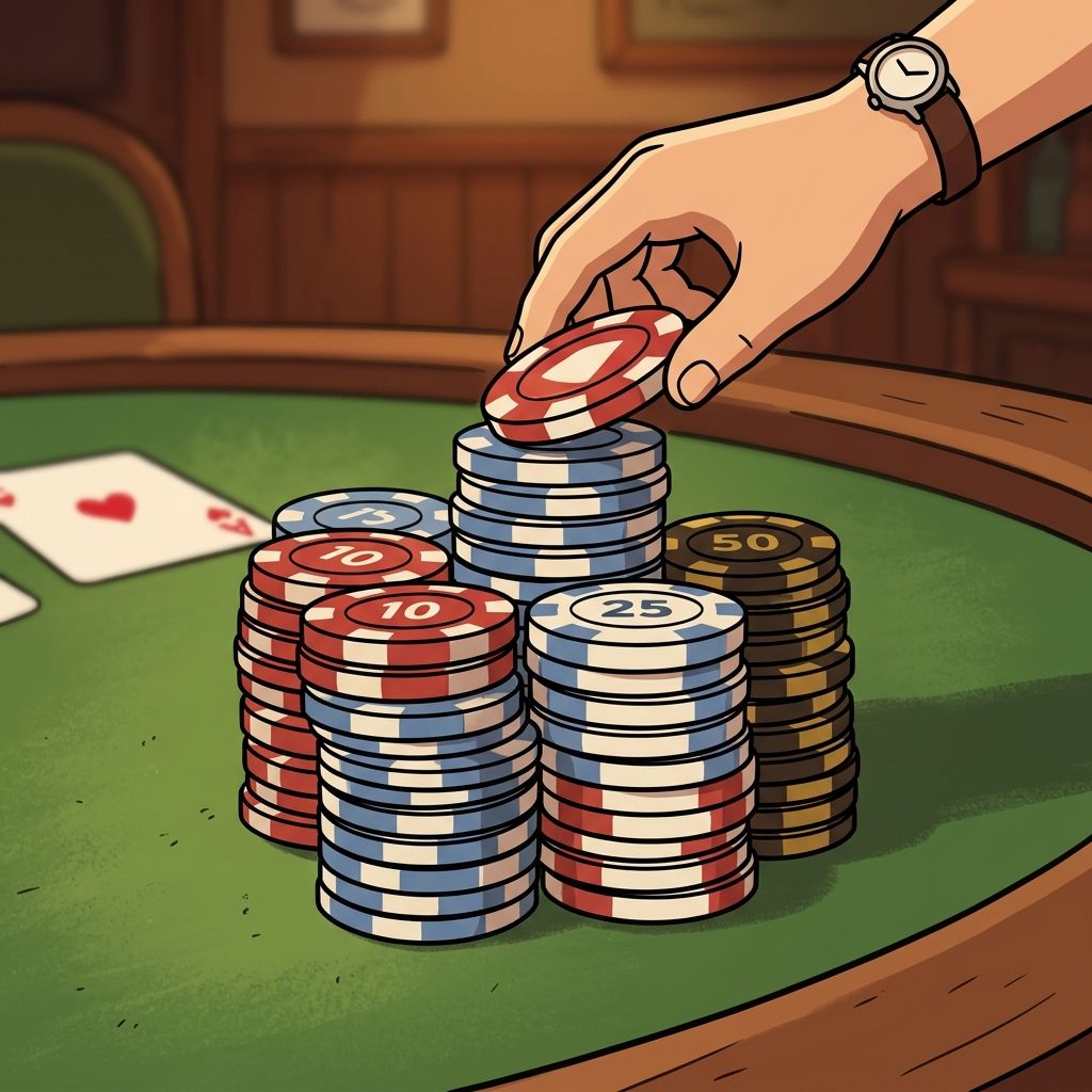 AI mnemonic illustration for the English word "poker chip"