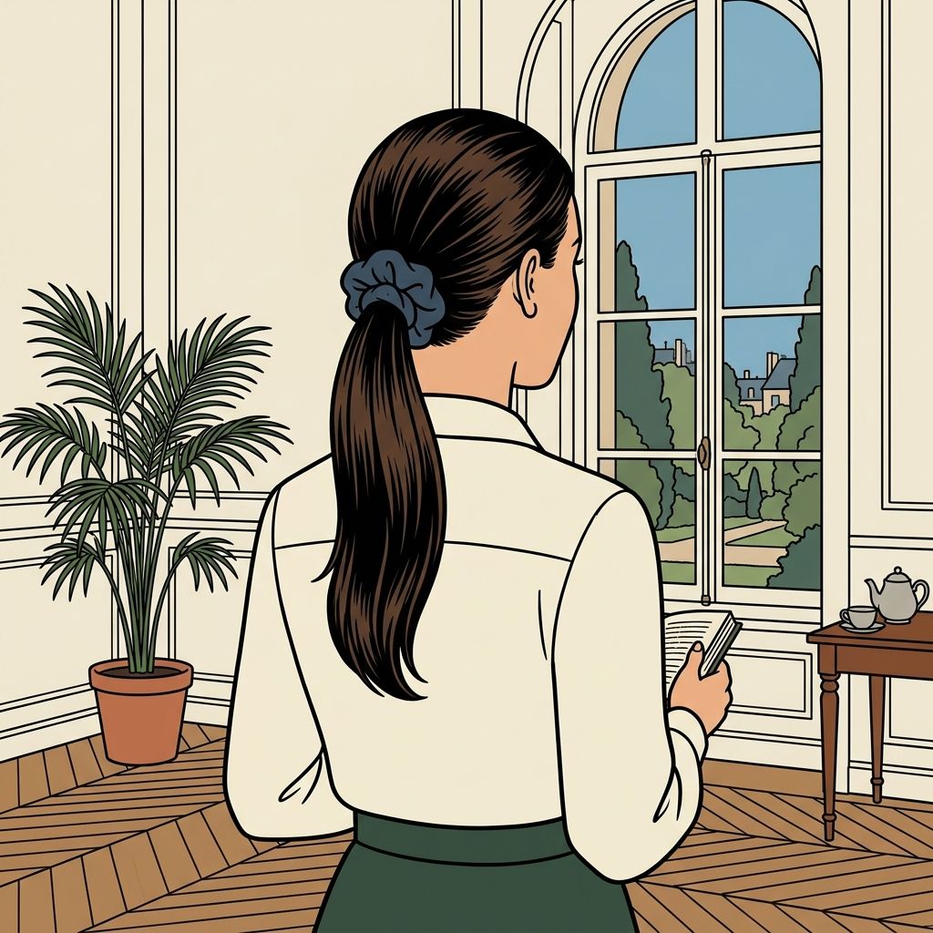 AI mnemonic illustration for the English word "ponytail"