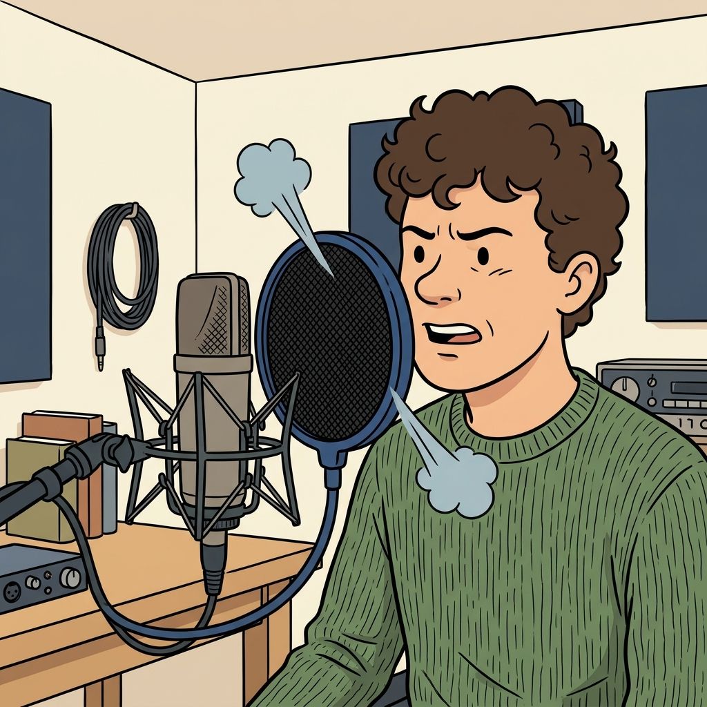 AI mnemonic illustration for the English word "pop filter"