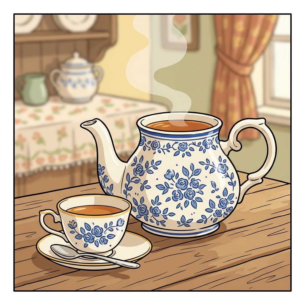 AI mnemonic illustration for the English word "porcelain"