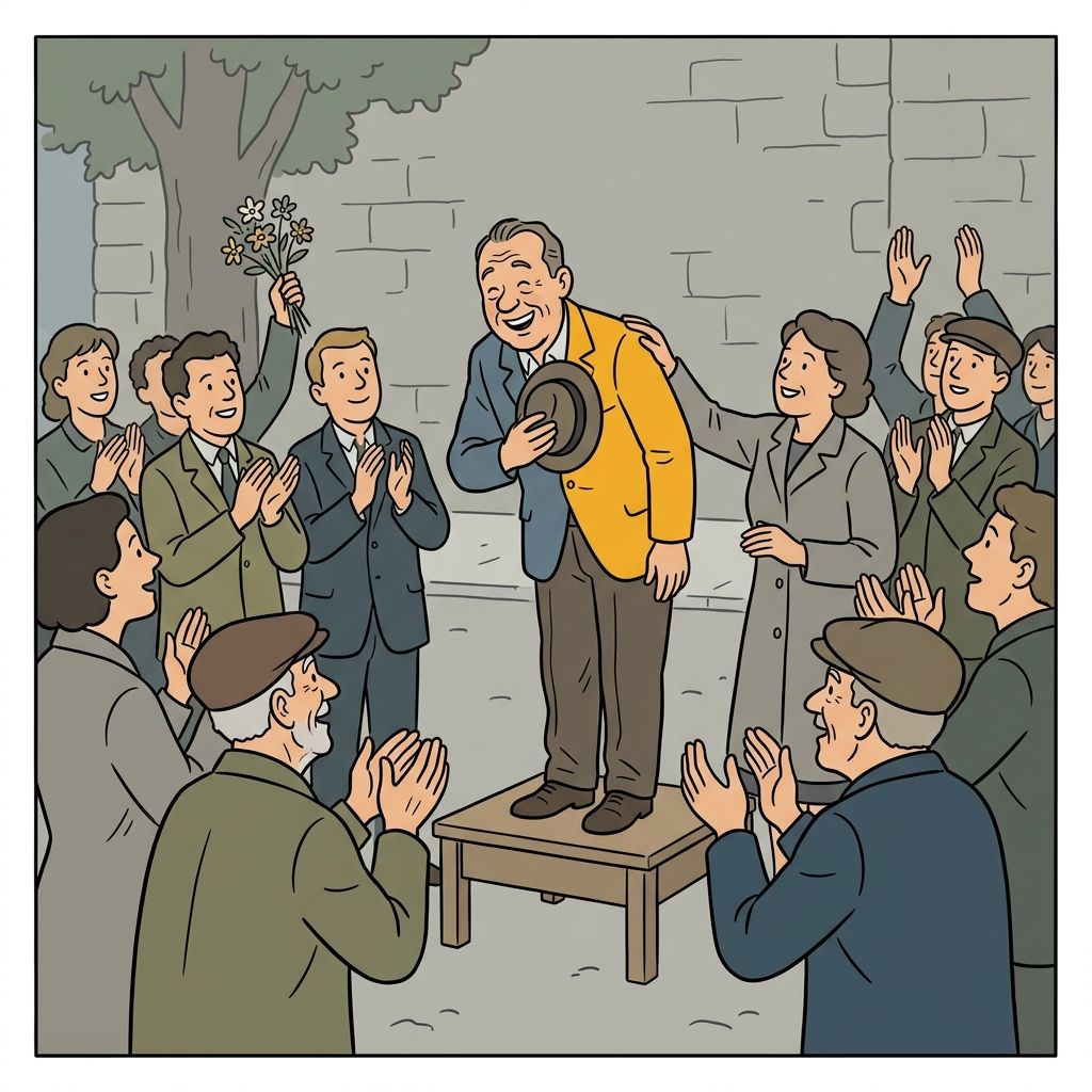 AI mnemonic illustration for the English word "praise"