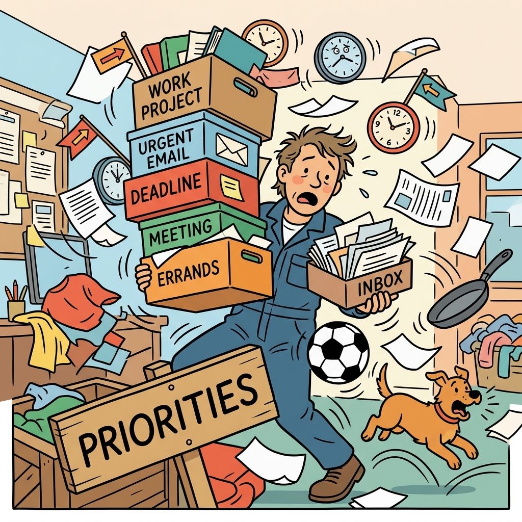 AI mnemonic illustration for the English word "priorities"