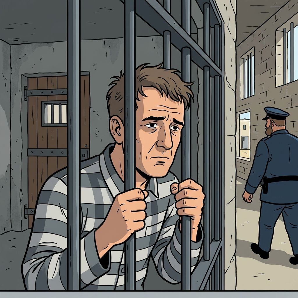 AI mnemonic illustration for the English word "prison"