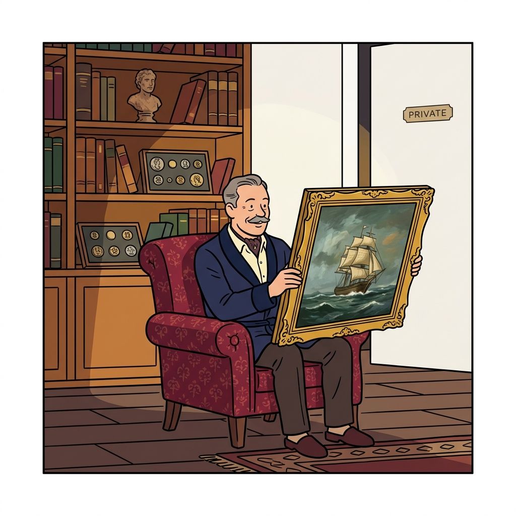 AI mnemonic illustration for the English word "private collection"