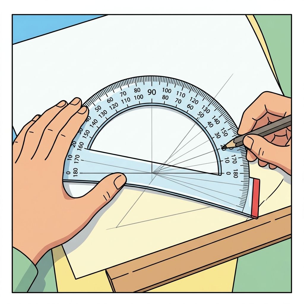 AI mnemonic illustration for the English word "protractor"