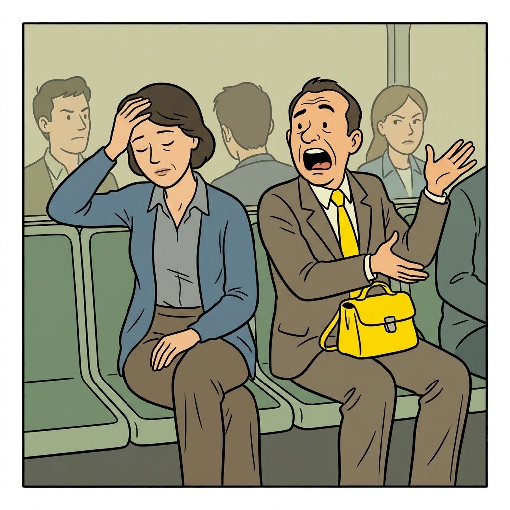 AI mnemonic illustration for the English word "put up with"