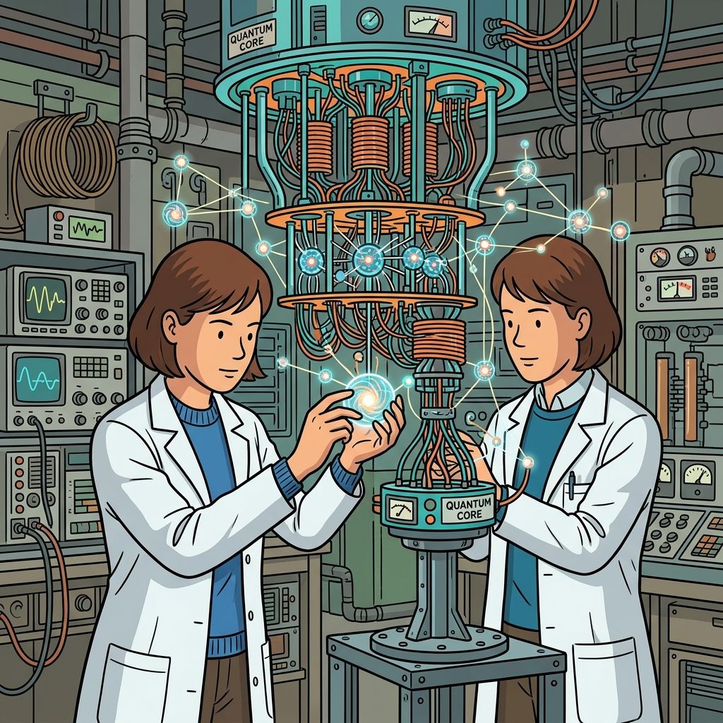 AI mnemonic illustration for the English word "quantum computer"
