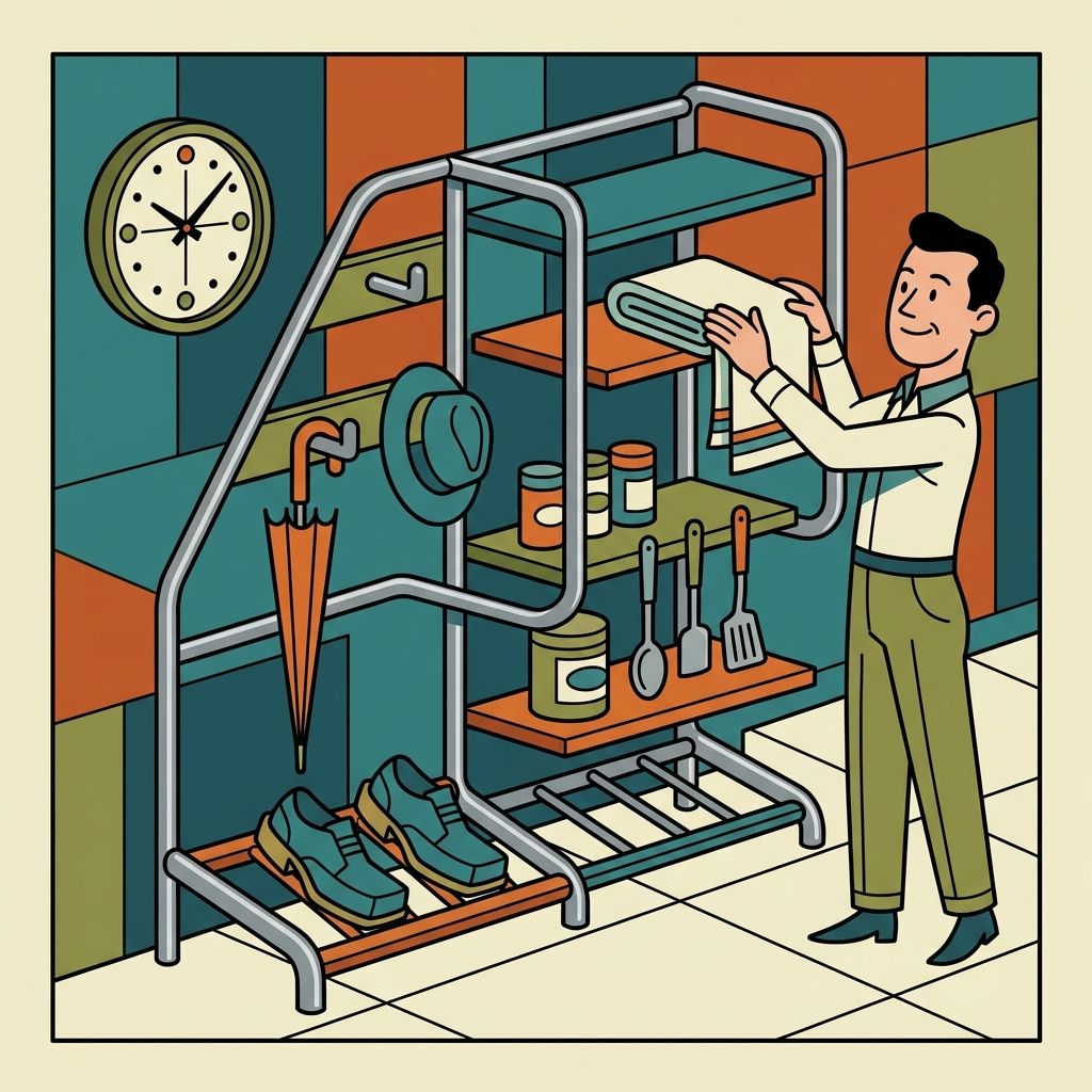 AI mnemonic illustration for the English word "rack"