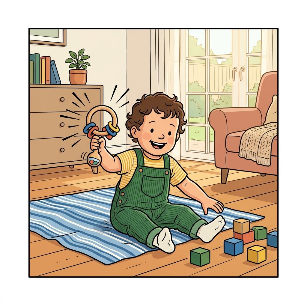 AI mnemonic illustration for the English word "rattle"