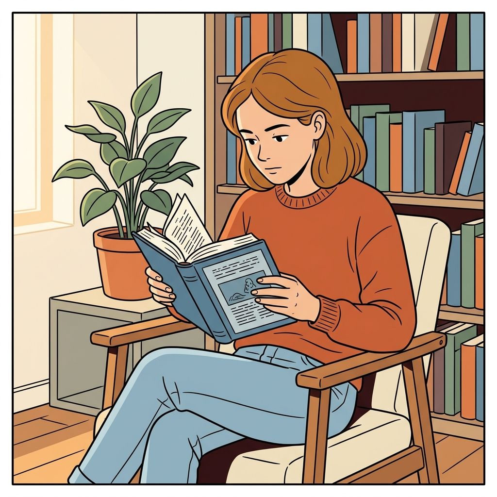 AI mnemonic illustration for the English word "reading"