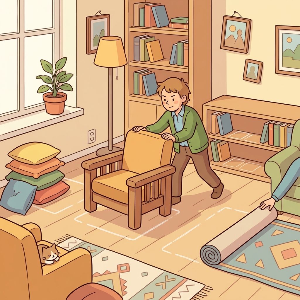 AI mnemonic illustration for the English word "rearrange"