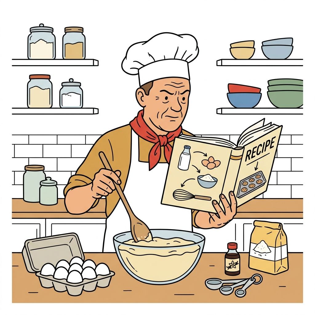 AI mnemonic illustration for the English word "recipe"