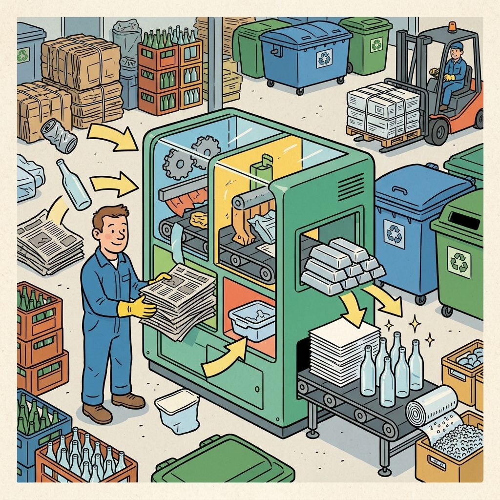 AI mnemonic illustration for the English word "recycling"