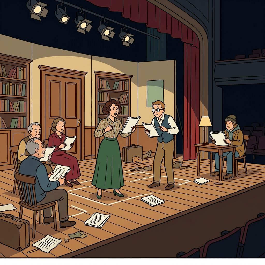 AI mnemonic illustration for the English word "rehearsal"