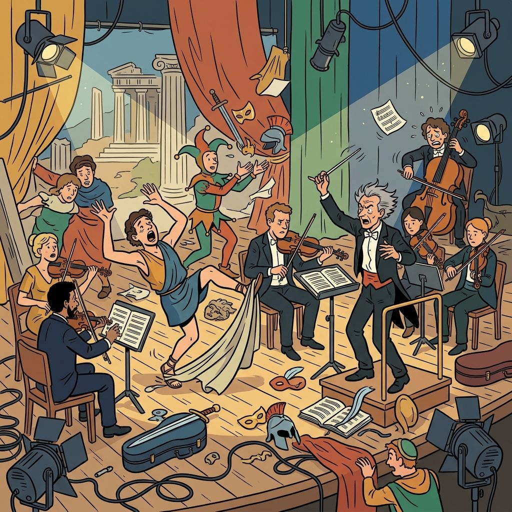 AI mnemonic illustration for the English word "rehearse"