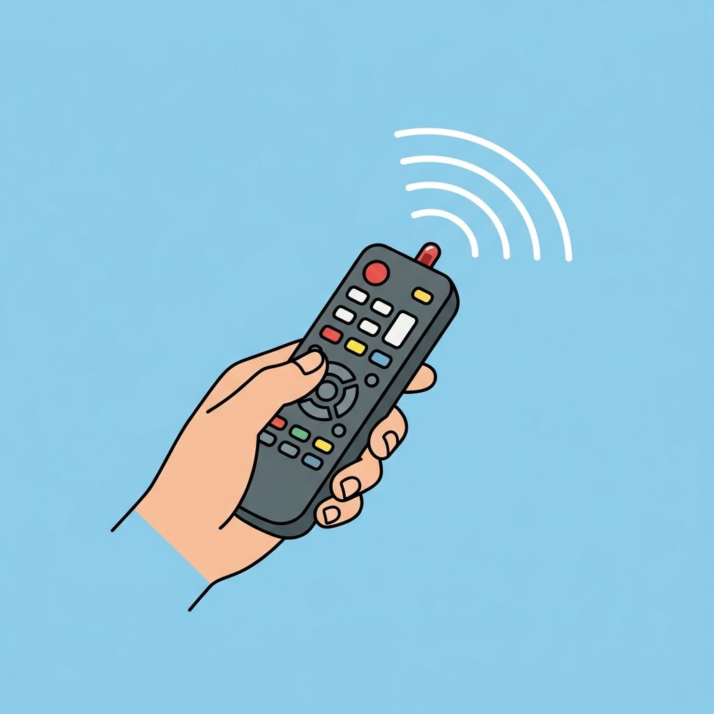 AI mnemonic illustration for the English word "remote control"