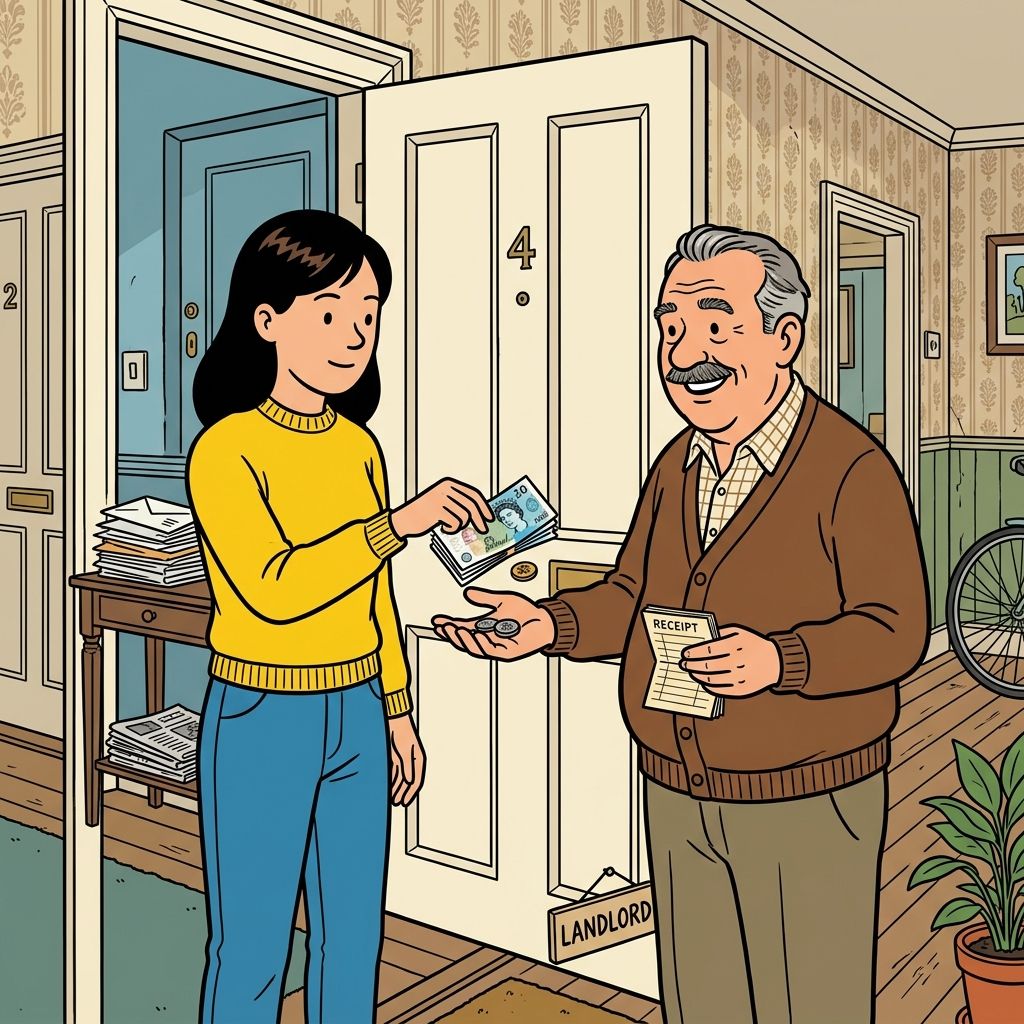 AI mnemonic illustration for the English word "rent"