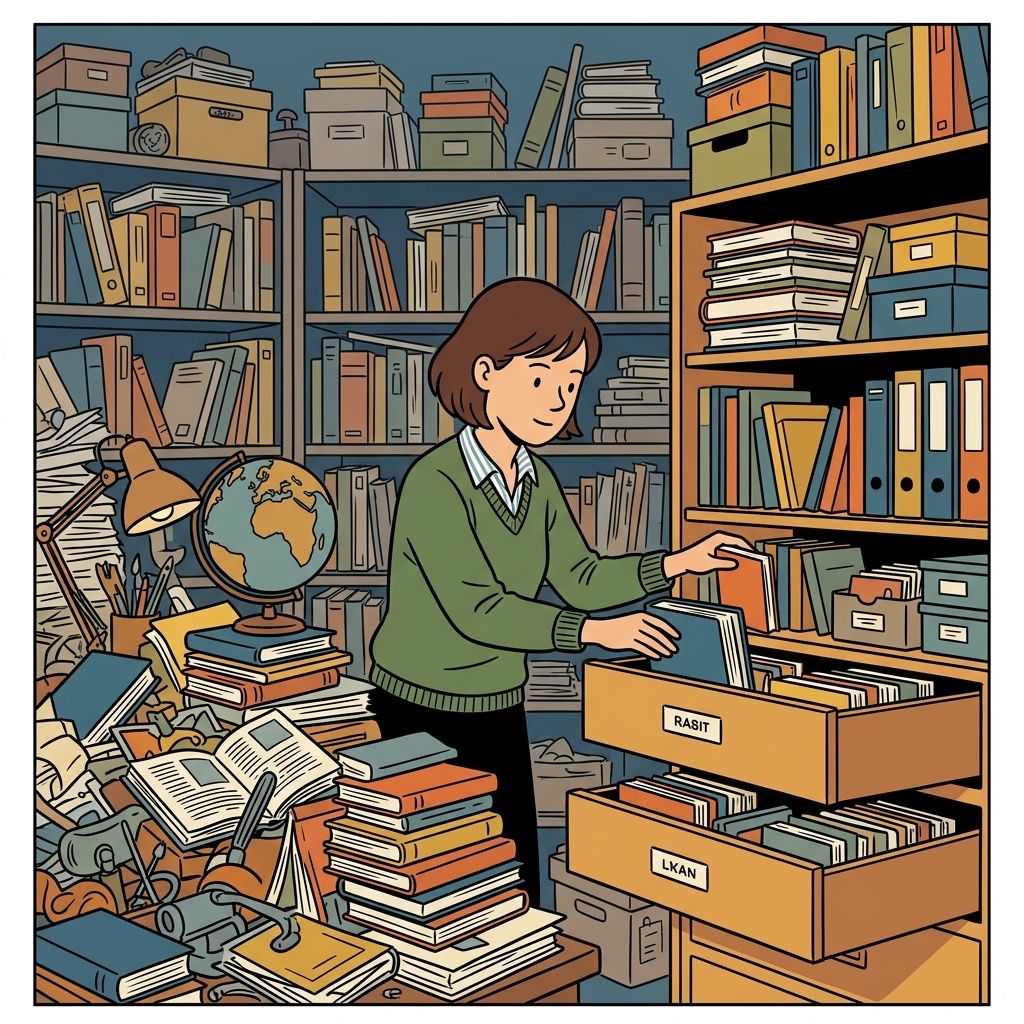 AI mnemonic illustration for the English word "reorganize"