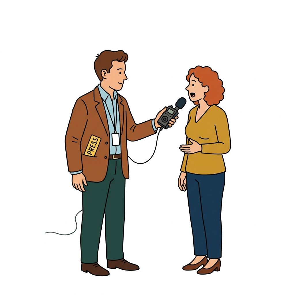 AI mnemonic illustration for the English word "reporter"