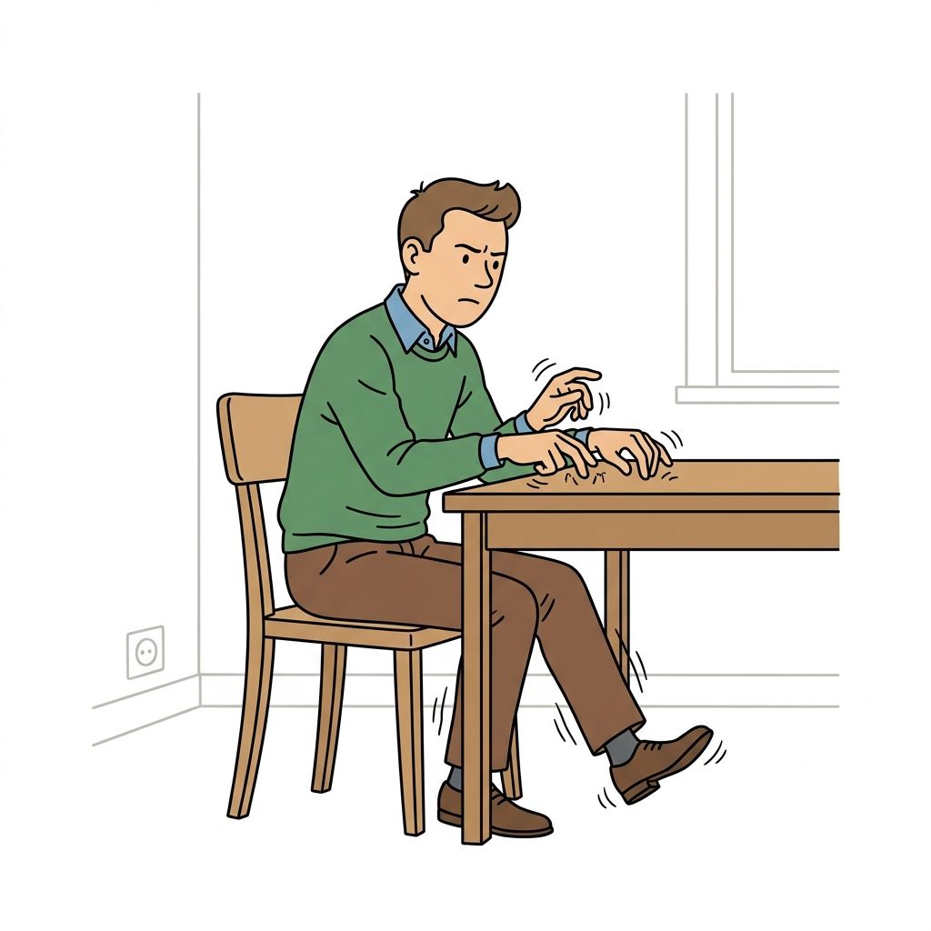 AI mnemonic illustration for the English word "restlessness"