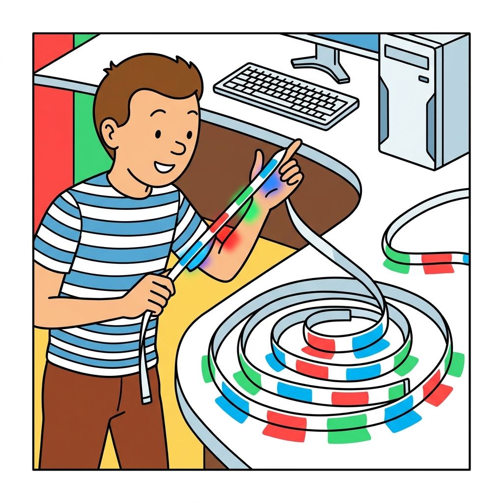 AI mnemonic illustration for the English word "RGB lights"
