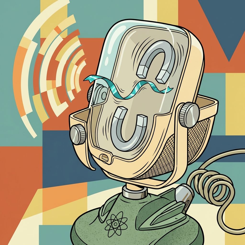 AI mnemonic illustration for the English word "ribbon mic"
