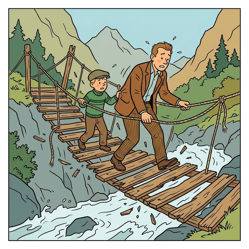AI mnemonic illustration for the English word "rickety"