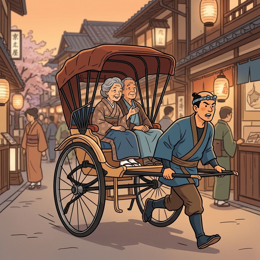 AI mnemonic illustration for the English word "rickshaw"