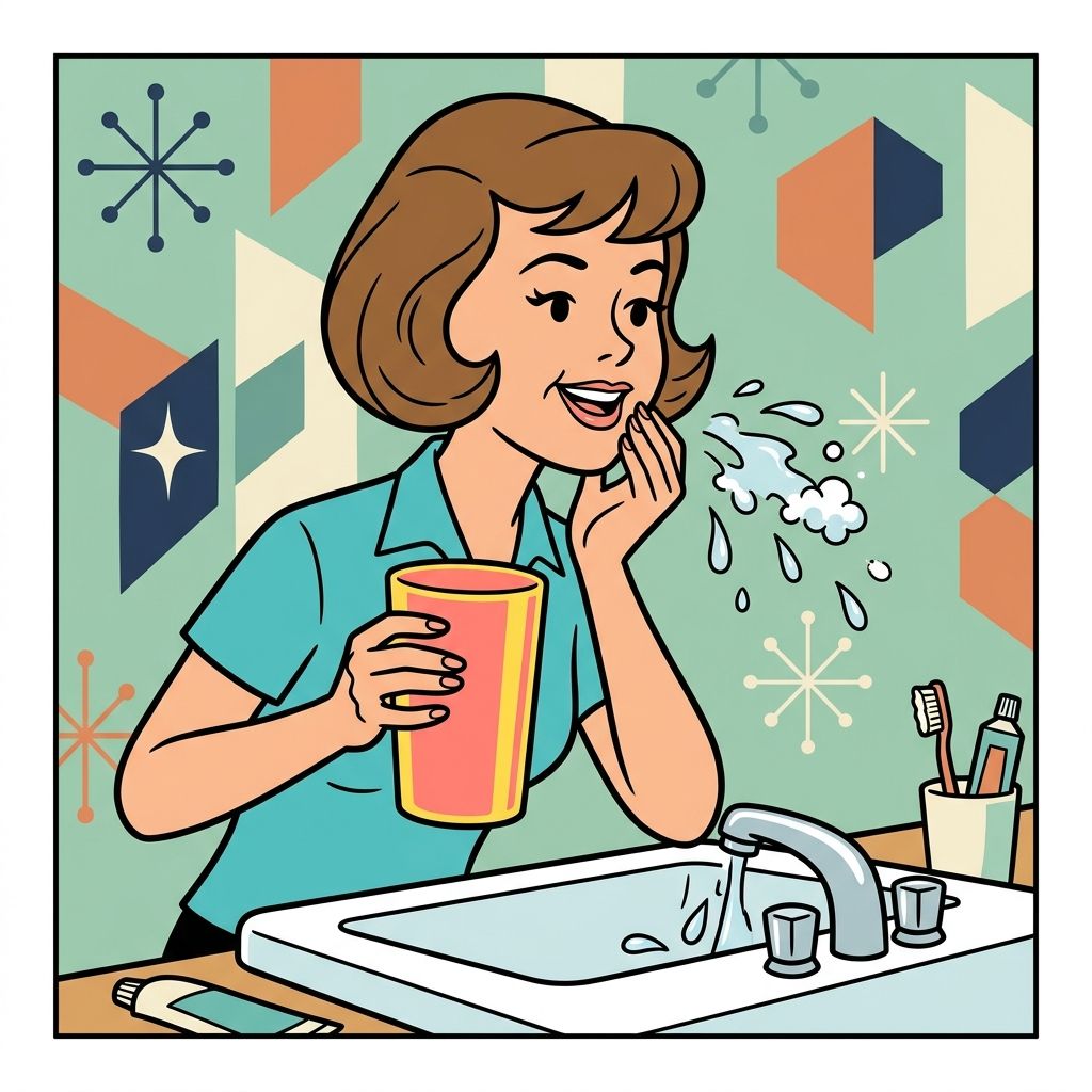 AI mnemonic illustration for the English word "rinse cup"