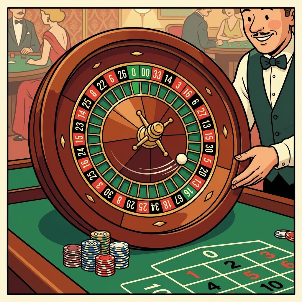 AI mnemonic illustration for the English word "roulette wheel"