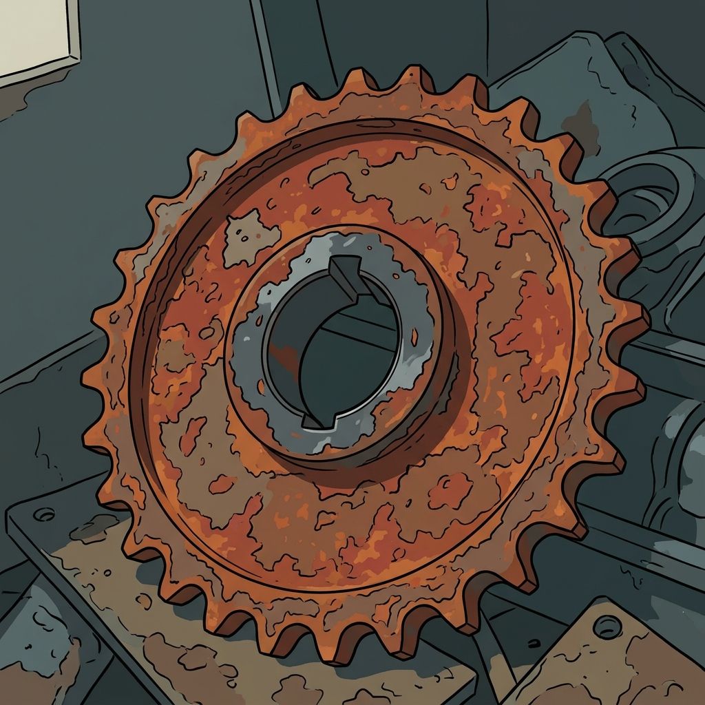 AI mnemonic illustration for the English word "rust"