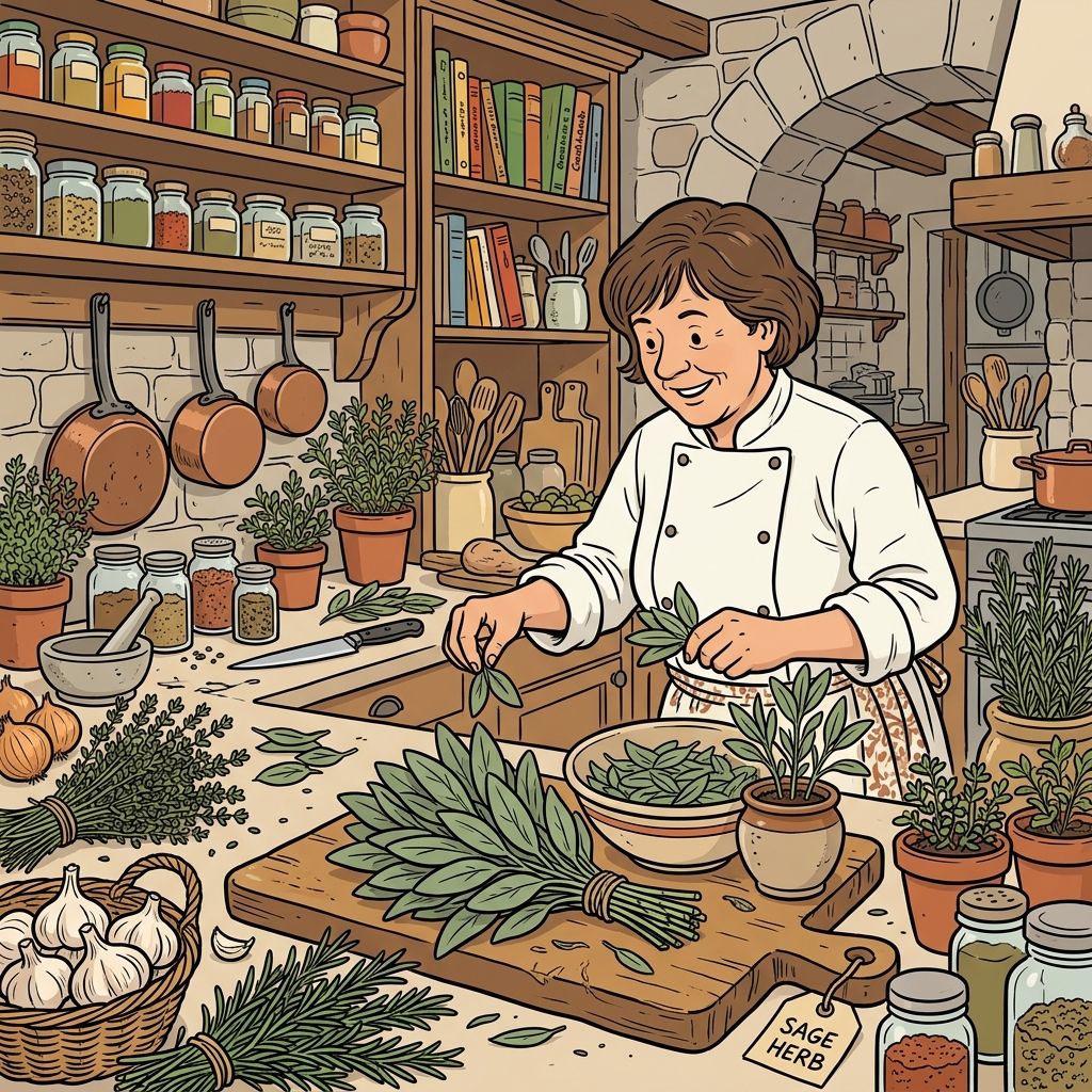 AI mnemonic illustration for the English word "sage"